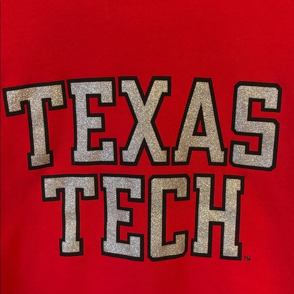 Texas Tech University Red Crewneck Sweatshirt Glitter Letter Graphic Size Large - Picture 4 of 11